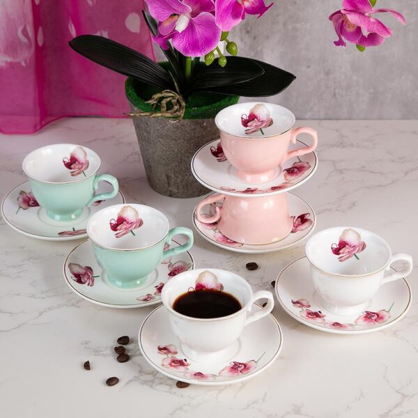 Комплект чаши за кафе - Цветна орхидея