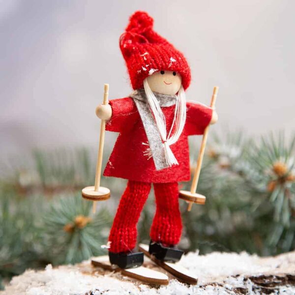 Коледна декорация-Дете скиор в бяло