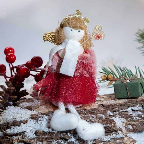 Коледна декорация - Ангел в червено