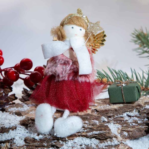 Коледна декорация - Ангел в червено
