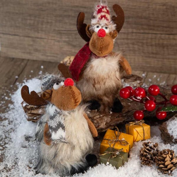 Коледна декорация елен  - Червен нос