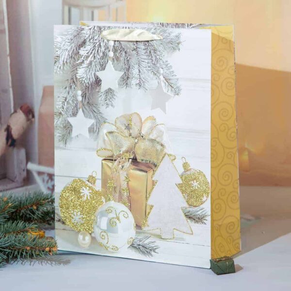 Коледна подаръчна торбичка - Gold L
