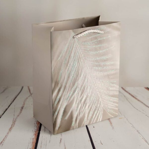Подаръчна торбичка - Бели листа/ M