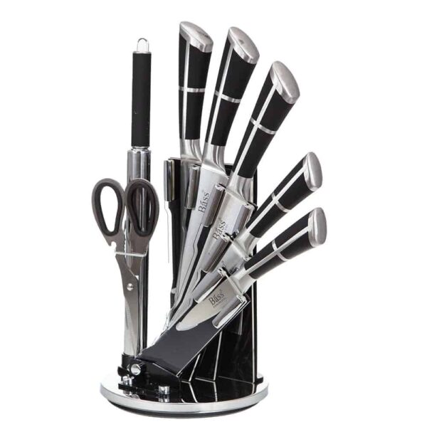 Комплект кухненски ножове - Bass черно и сиво