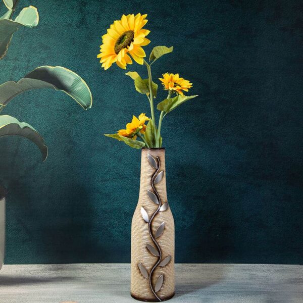 Керамична ваза Сребърни листа - 60см