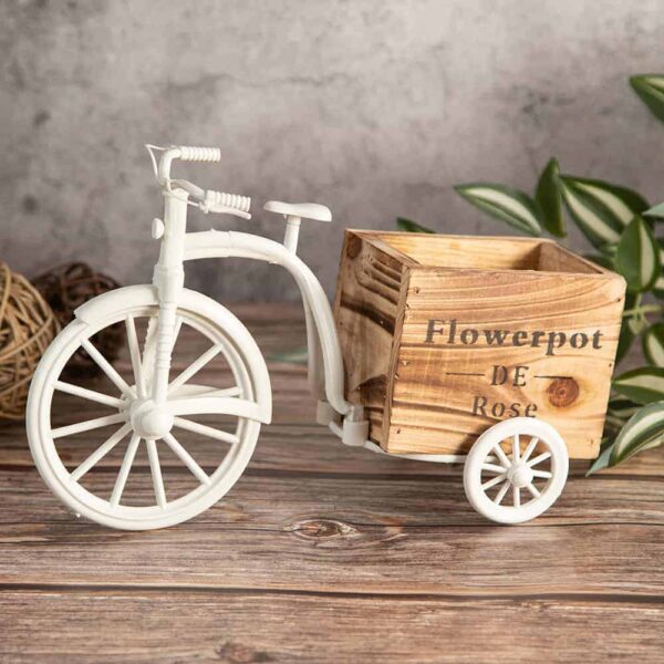 Декоративна кашпа - Бял велосипед