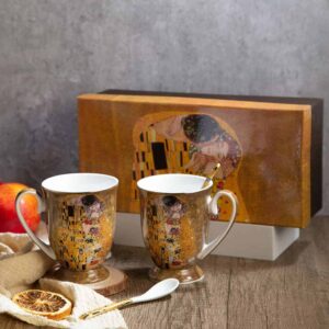 Комплект чаши за чай Целувката на златен фон - 250мл