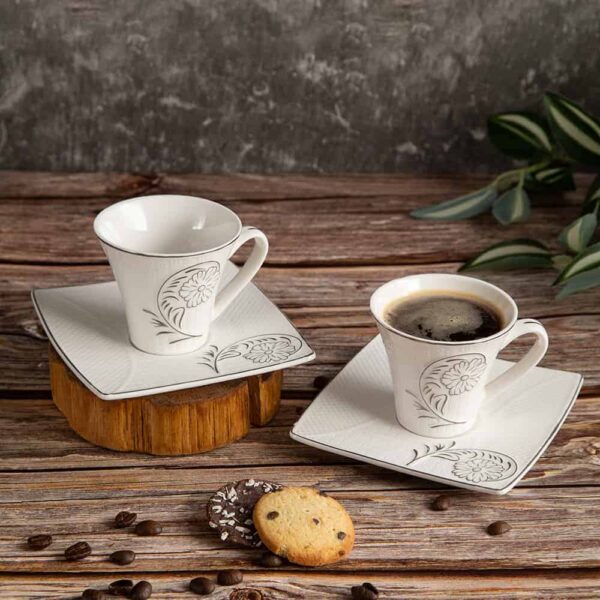Комплект чаши за кафе-Сребърно цвете