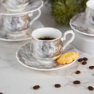 Комплект чаши за кафе - Сребърен мрамор 90мл