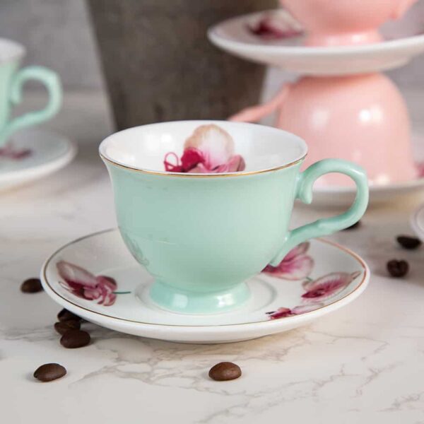 Комплект чаши за кафе - Цветна орхидея 90мл