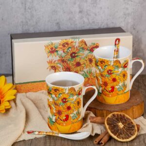 Подаръчни чаши с лъжичка от серията Слънчогледи - 240мл
