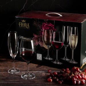 Чаши за шампанско и червено вино от серията Фиора Моментс
