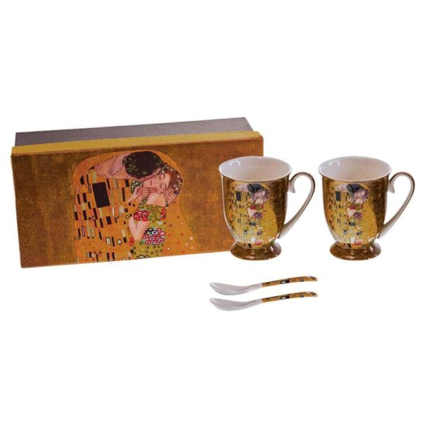 Комплект чаши за чай Целувката на златен фон - 250мл