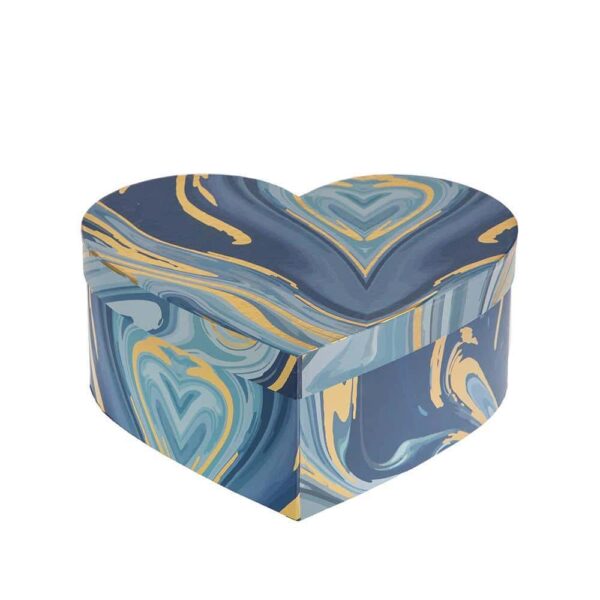 Подаръчна кутия сърце от серията Мрамор в синьо-средна