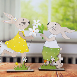 Великденска декорация - Комплект зайци с цветя